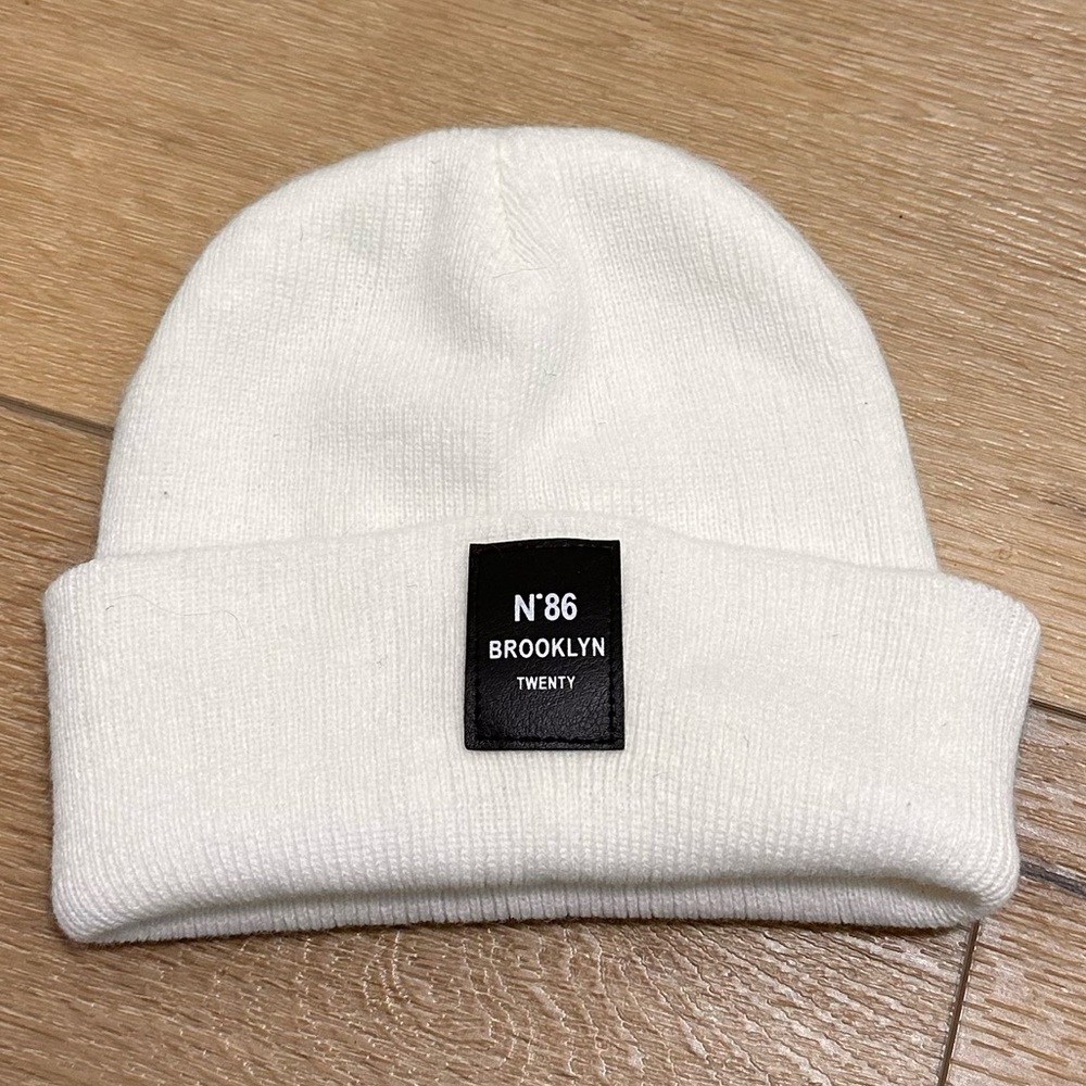 Brooklyn White Beanie Hat